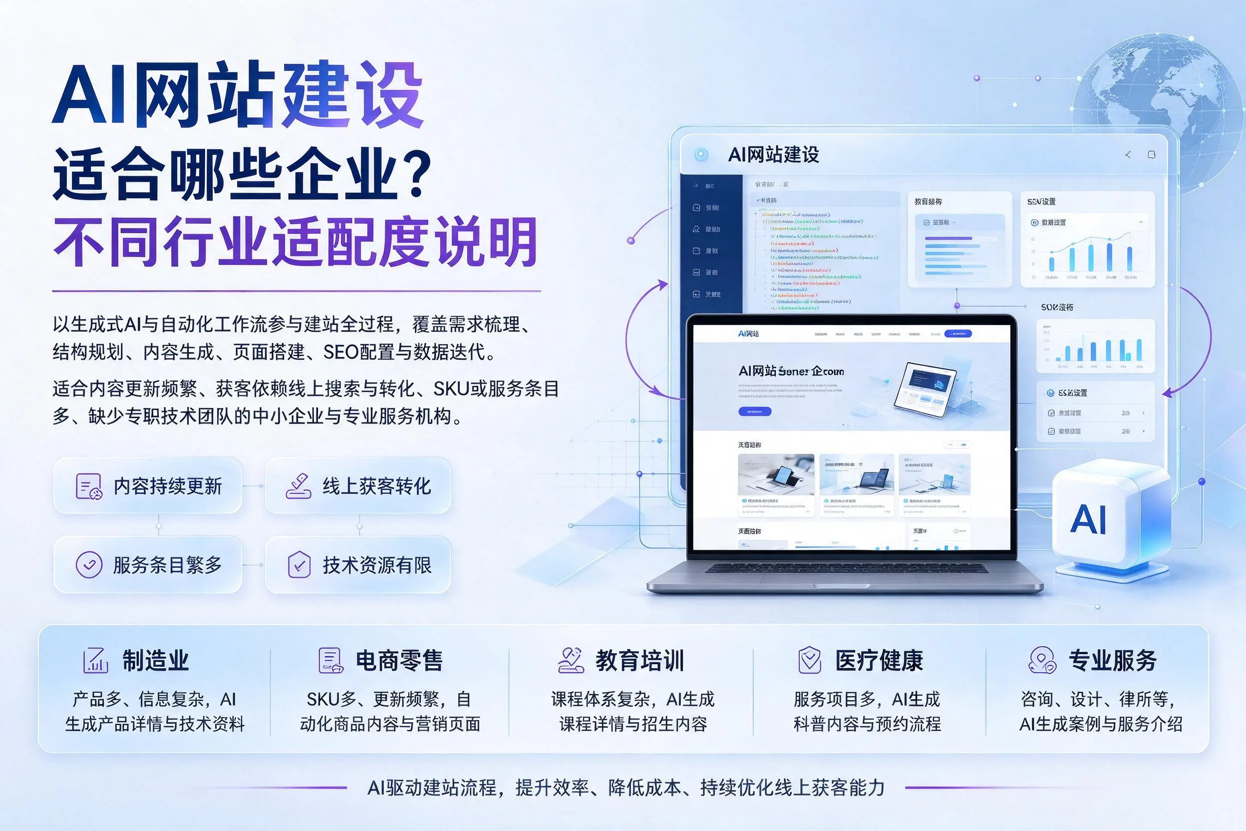 AI网站建设适合哪些企业？广东不同行业适配度说明